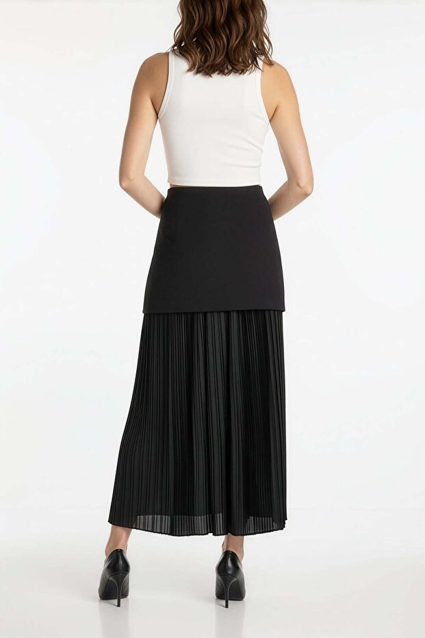 Şifon Astarlı Triko Etek - 4