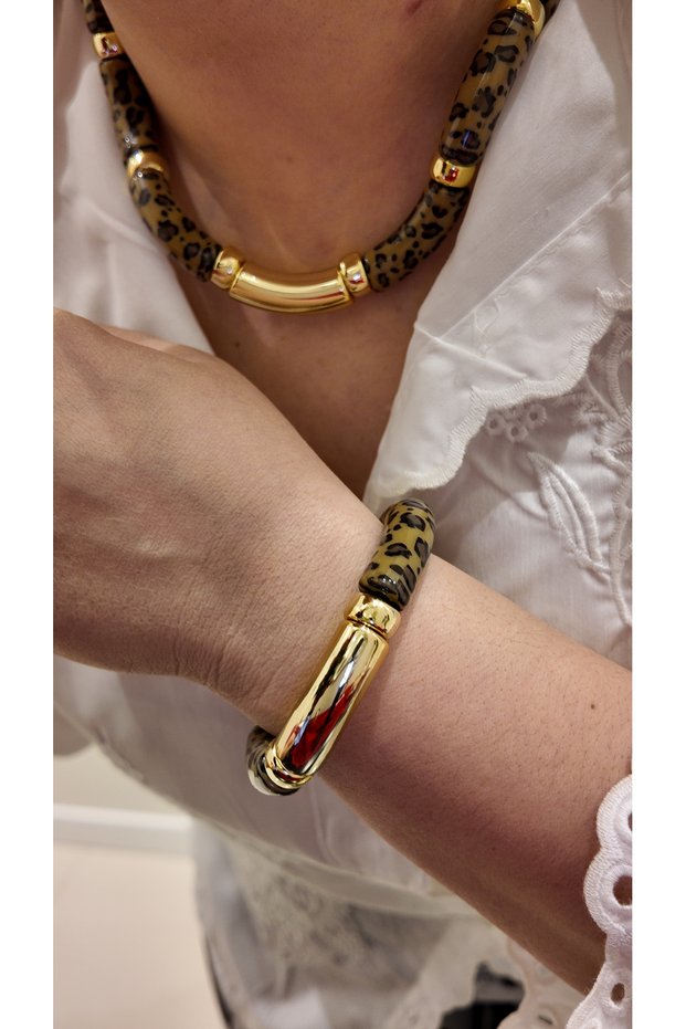 Women's Bracelet with Bone Gold Detail