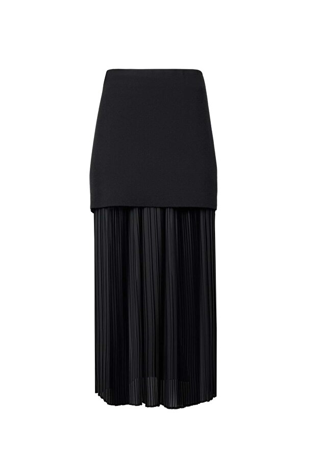 Şifon Astarlı Triko Etek - 5