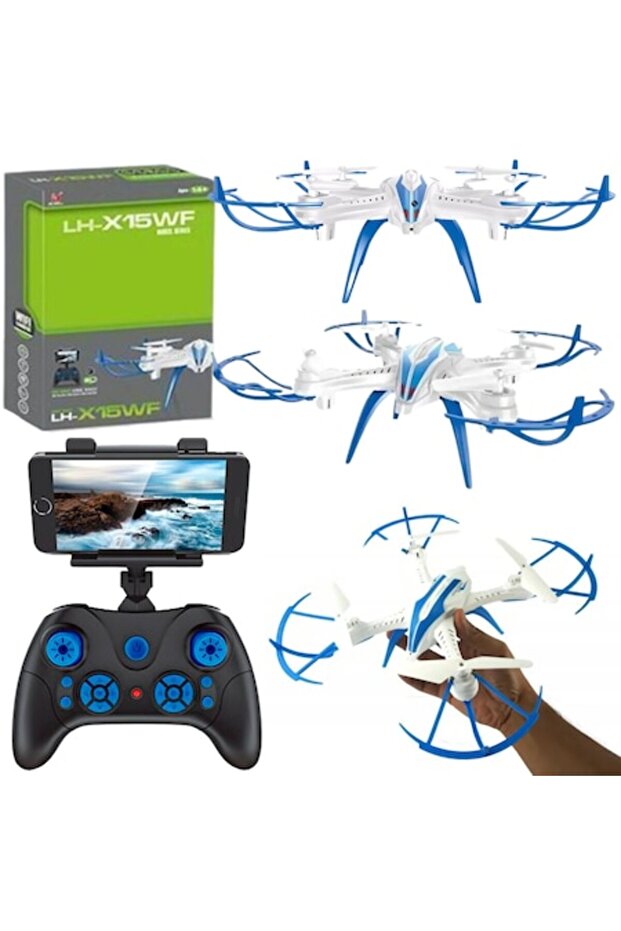 Remote-controlled drone with camera, precise control, 6-8 minutes flight, blue/green, 18x18x6 - 1