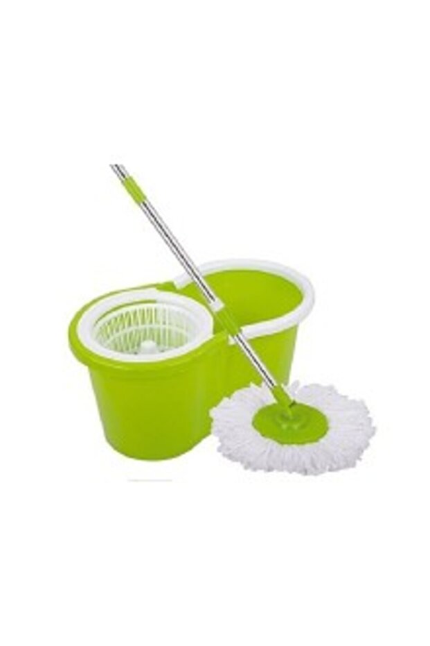 طقم ممسحة ودلو دوار - أخضر وأبيض - 1