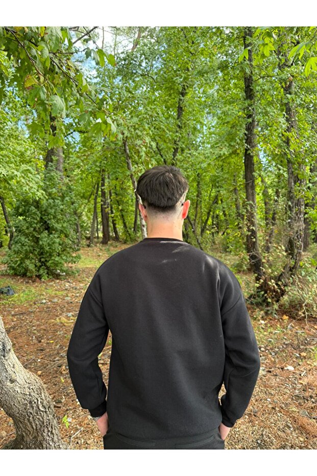 Men's Oversized Crew Neck Basic Sweatshirt - 4