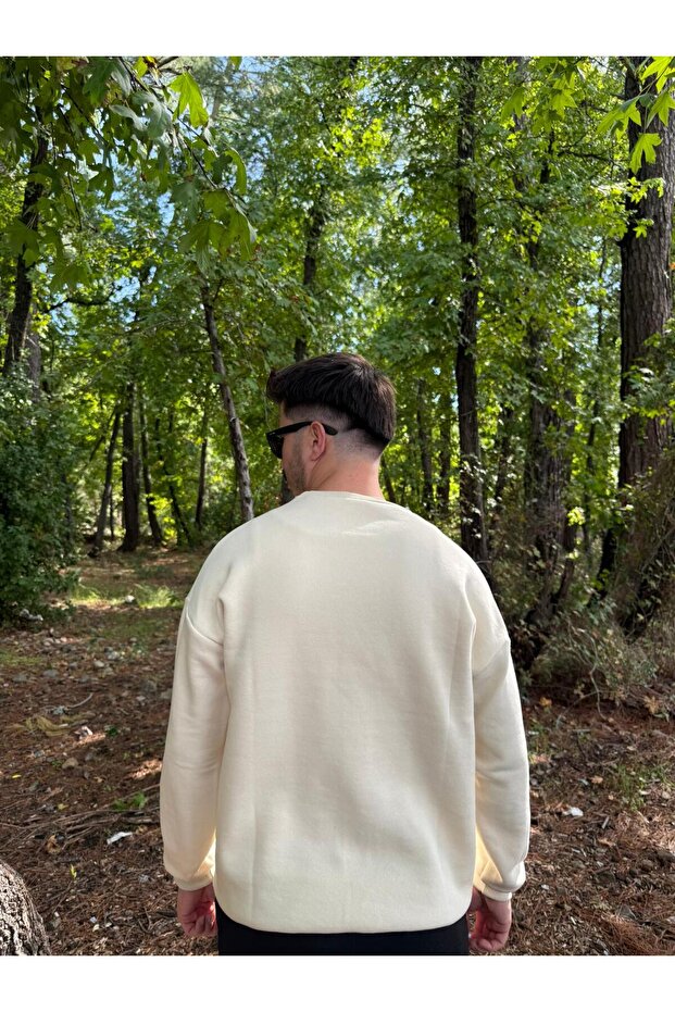 سويت شيرت رجالي قصة فضفاضة ذو ياقة دائرية أساسي - 4