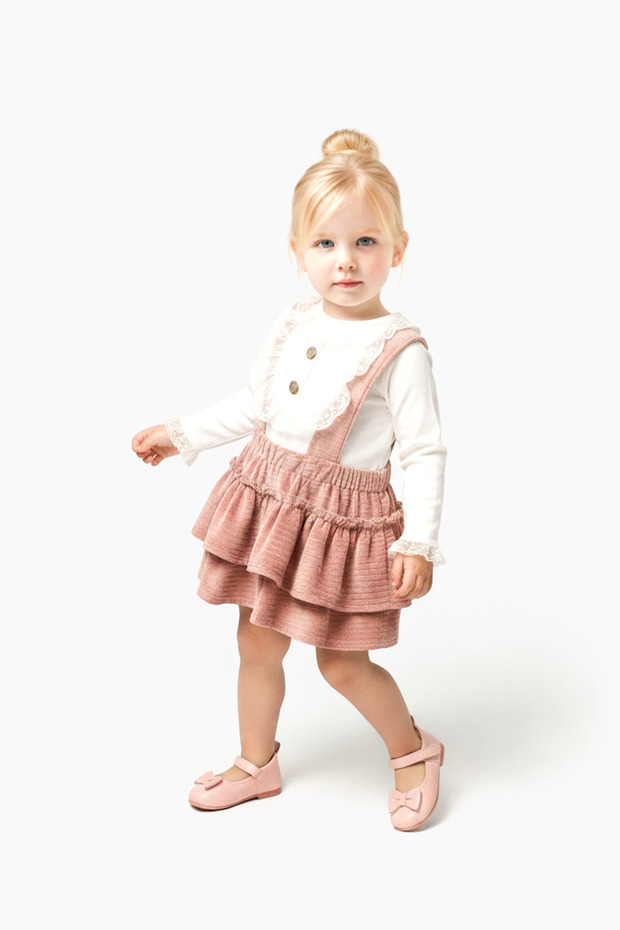 Baby Girl Girl Child Birthday Party Wedding Velvet Salopet Slopet Lace Long Sleeve Salopet