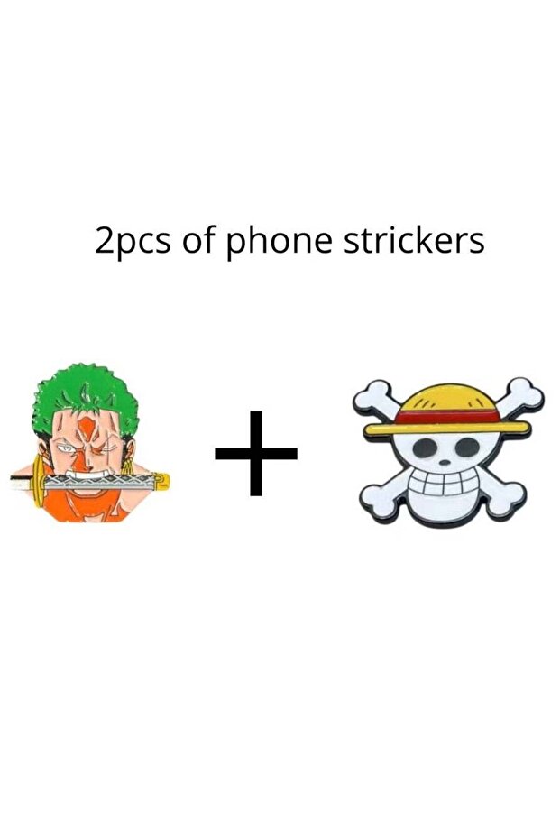 2-in-1 Straw Hat Logo & Zoro One Piece 3D Metal Phone Stickers (2 pieces)