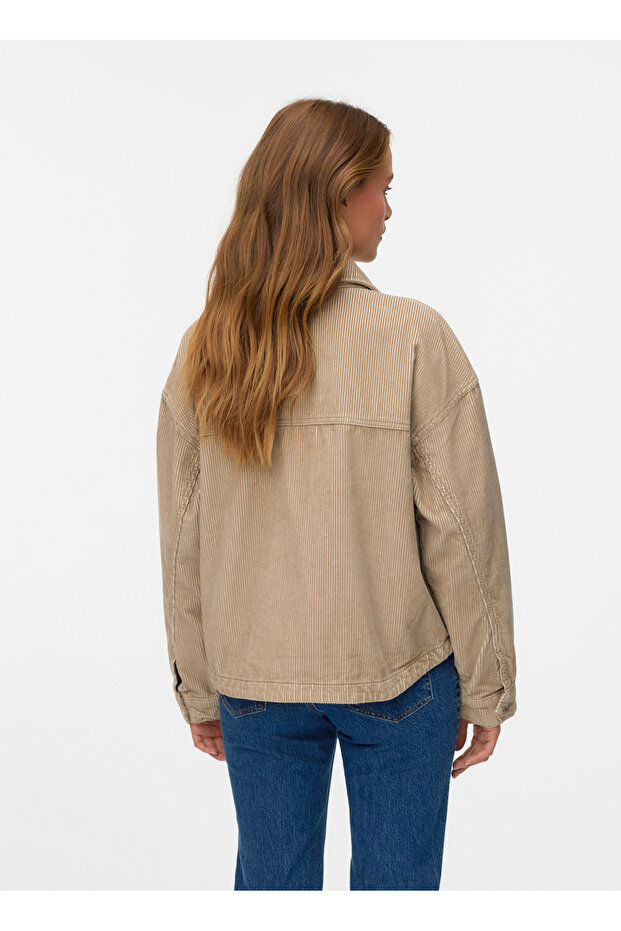 Normal Krem Kadın Ceket VMJAMIE LS CORDUROY SHACKET MIX NOO - 4
