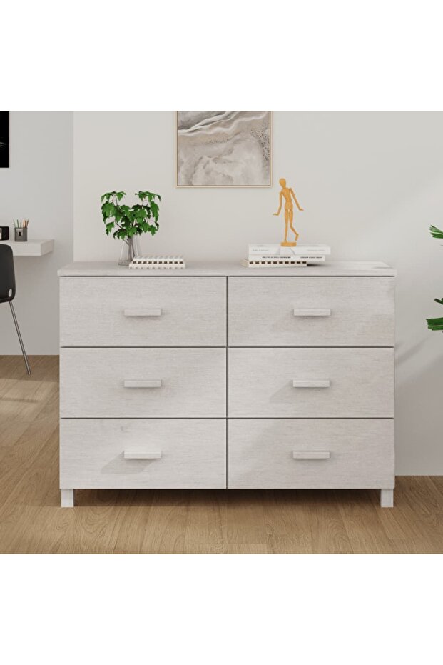 Sideboard HAMAR White 113x40x80 cm Solid Wood Pine