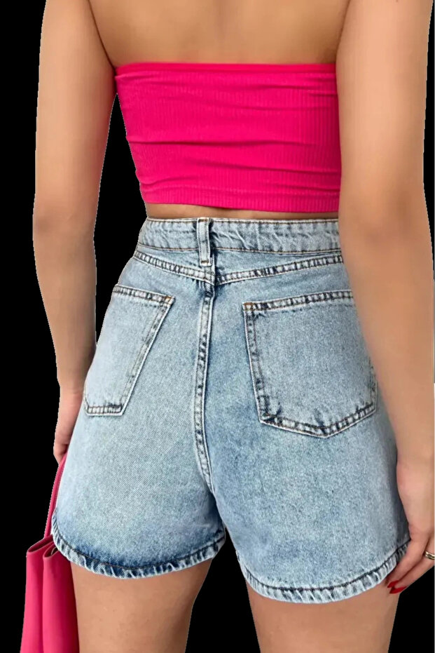 Denim Şort Cepli - 3