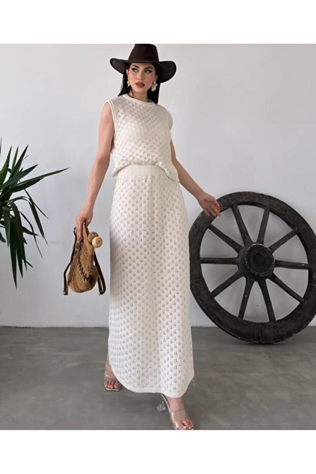 Lower Upper Set - Blouse &amp;   Skirt Knitwear - Cream