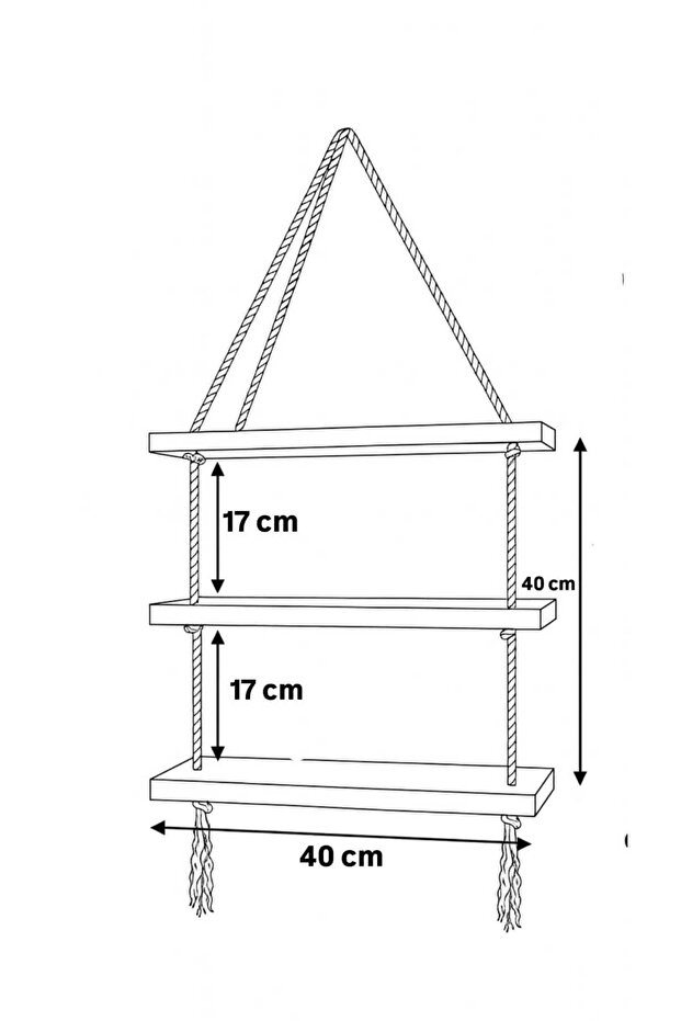 Ahşap Dekoratif Halatlı Raf - 2