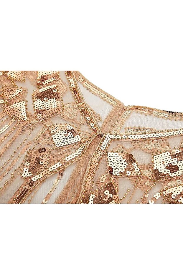 Sequin Shawl - 1920s Sequin Beaded Evening Bridal Wrap with Metal Hook Closure - 2