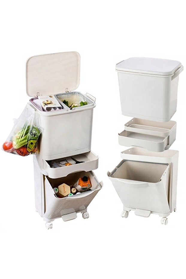 Kosz pojemnik odpady do segregacji 42L biały Nardan - 1