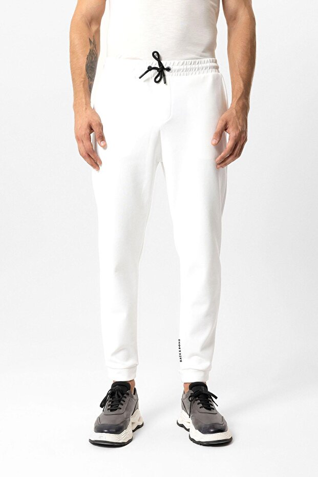 White Regular Fit Cotton Tie-Waist Jogger Pants