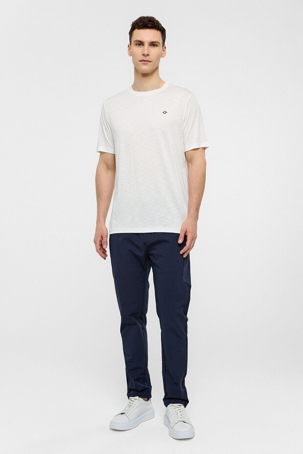 Beyaz Basic Flamlı Tişört - 5