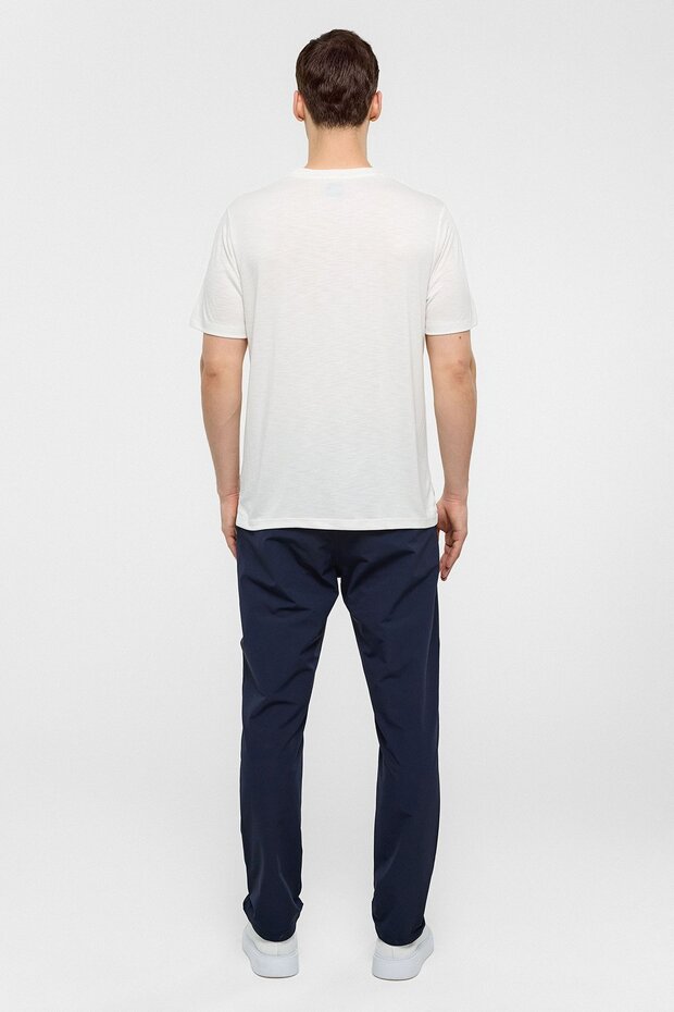 Beyaz Basic Flamlı Tişört - 7