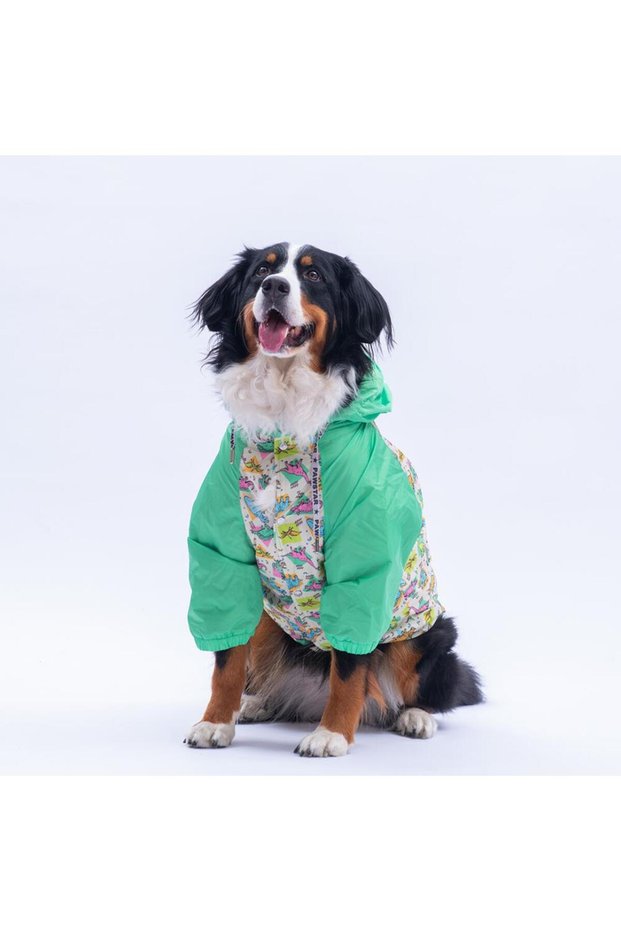 Denver Dino Green Dinosaur Pattern Large Breed Dog Coat Dog Raincoat Dog Outfit Dog Dress