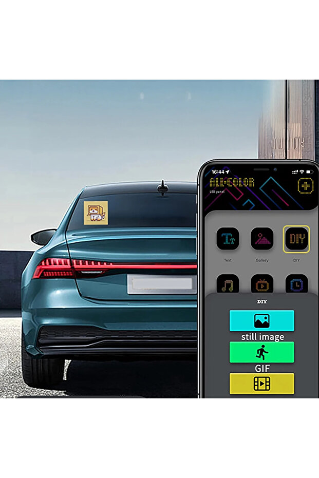 Car RGB LED digital display, text and symbol display, app control, USB, 13.1x12.8 cm - 8