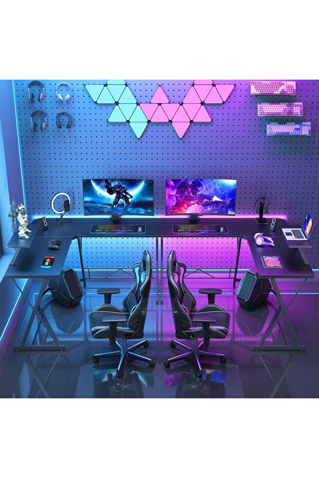 L Shaped Gaming Table, Large Computer Desk, Office Desk with Anti Scratch Waterproof Surface - 5