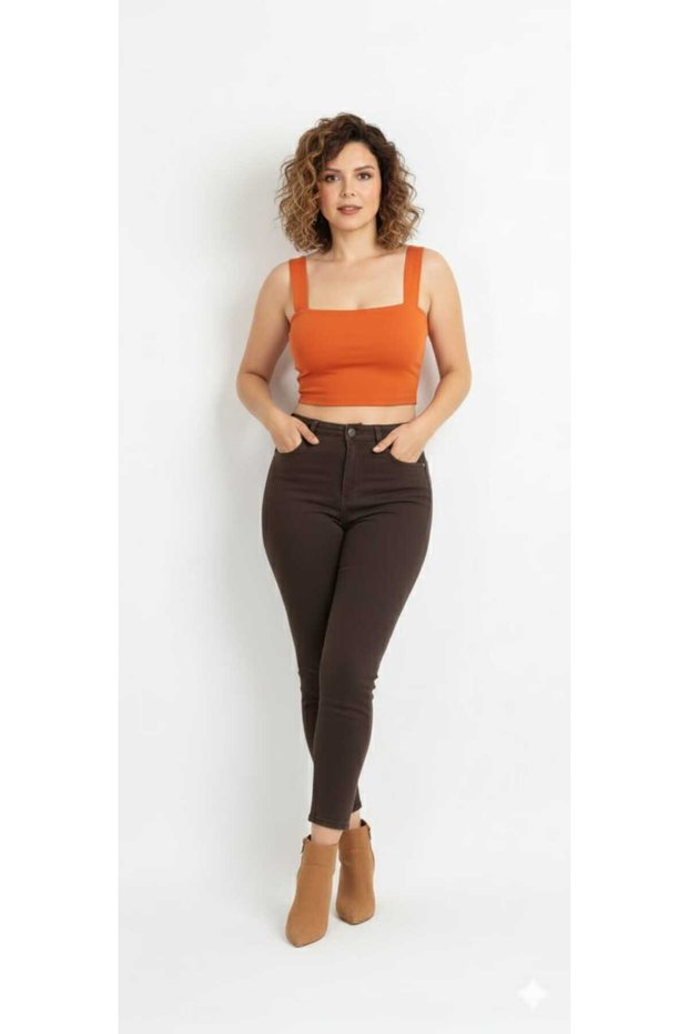 Alera Brown Narrow Leg High Waist Comfortable Skinny