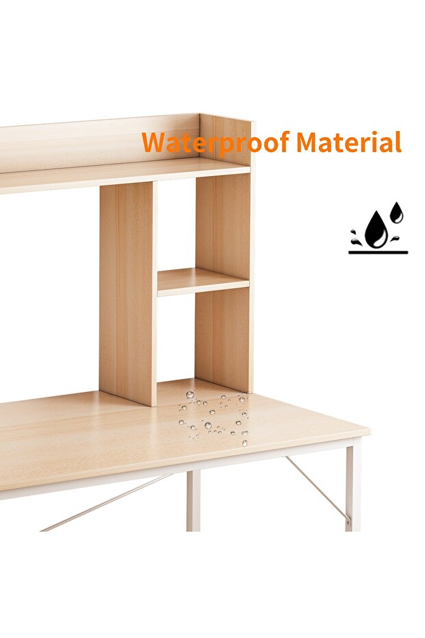 Study Desk with Bookshelf, Large Office Desk, Computer Table with Storage Bag & CPU Stand - 5