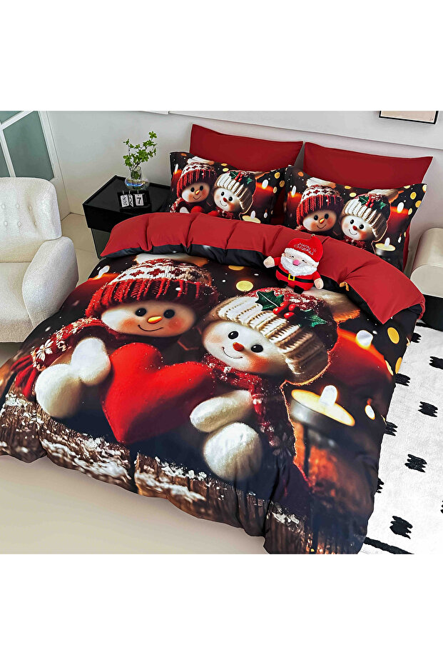 5D bedding set, 6 pieces, with elastic, Digital print, with elastic, 180x200cm, Heart - 2