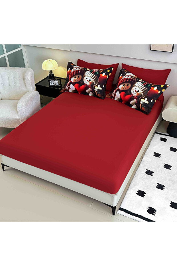 5D bedding set, 6 pieces, with elastic, Digital print, with elastic, 180x200cm, Heart - 4