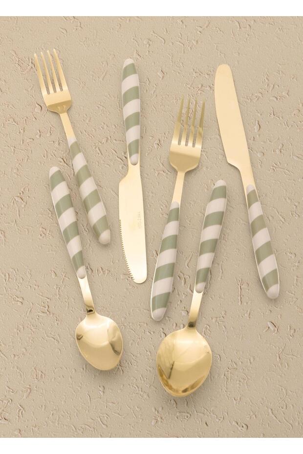Joy Cutlery Set Green Gold 36 Pieces