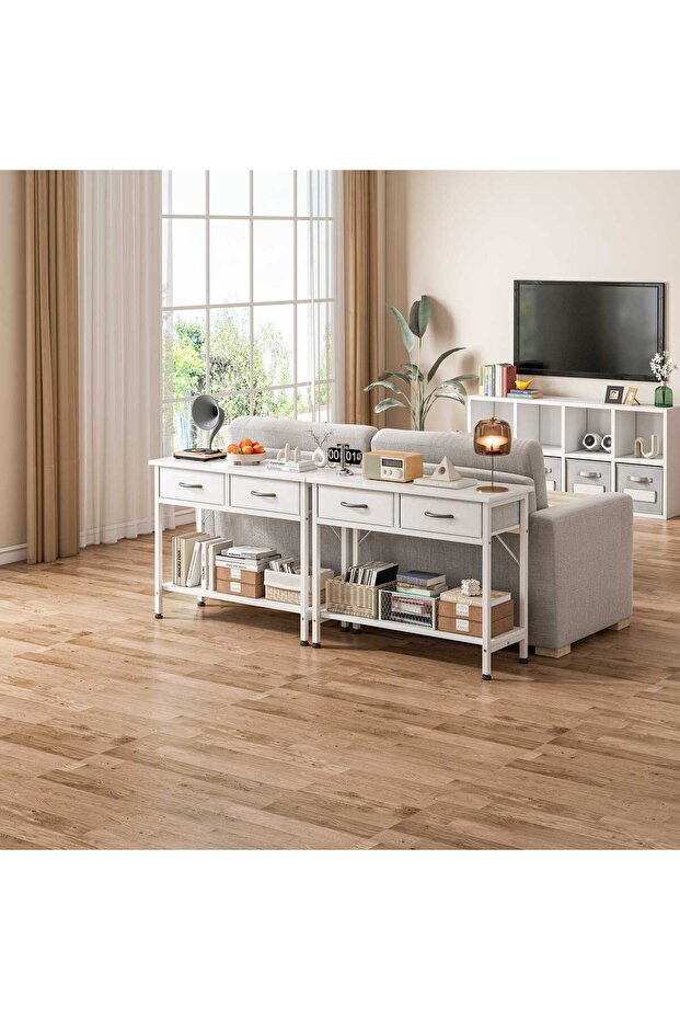 Console Table for Entryway, Sofa Table with 2 Large Drawers, 2-Tier Storage Organizer - 7