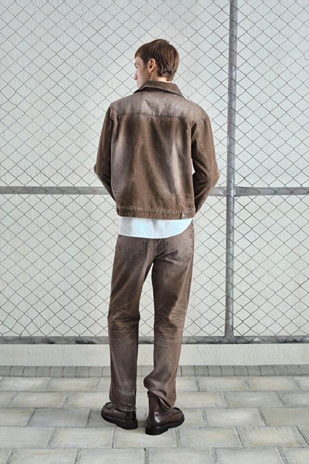 جاكيت دينيم بتأثير الليزر قابل للغسل - 4