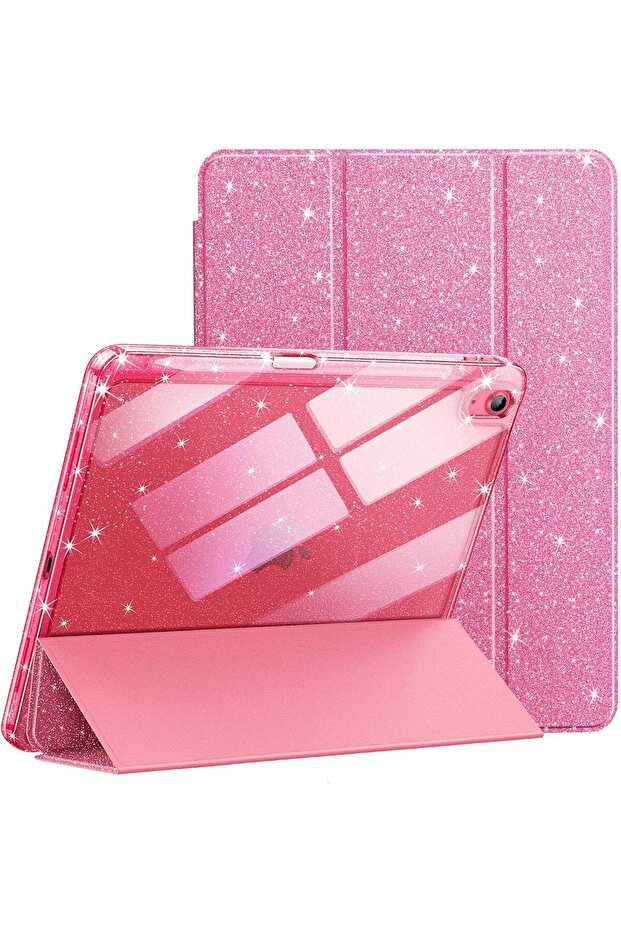 Glitter Case for iPad (A16) 11th/10th Generation (2025/2022) with Pencil Holder - Pink