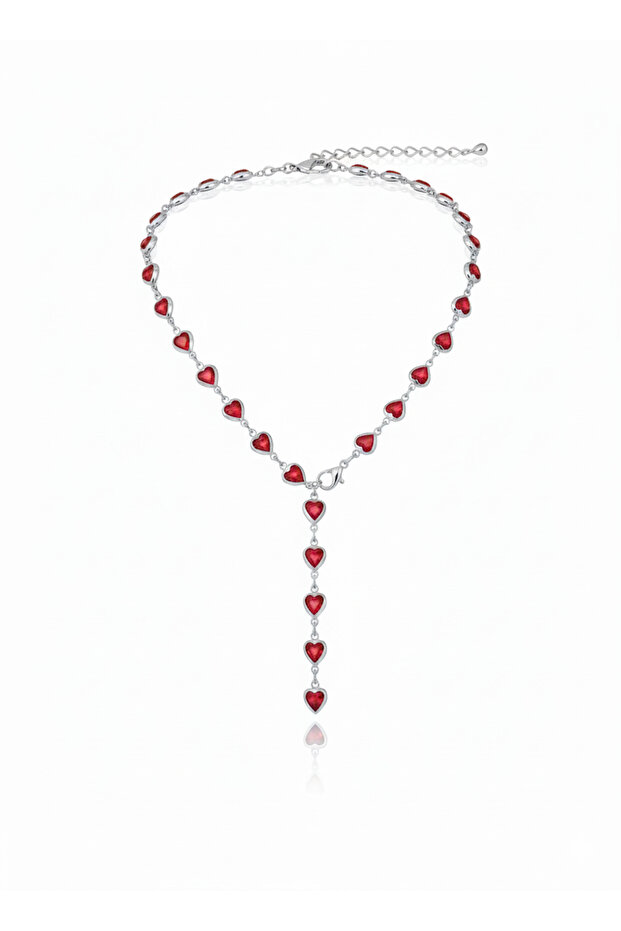 Kırmızı Kalp Y kolye - 2