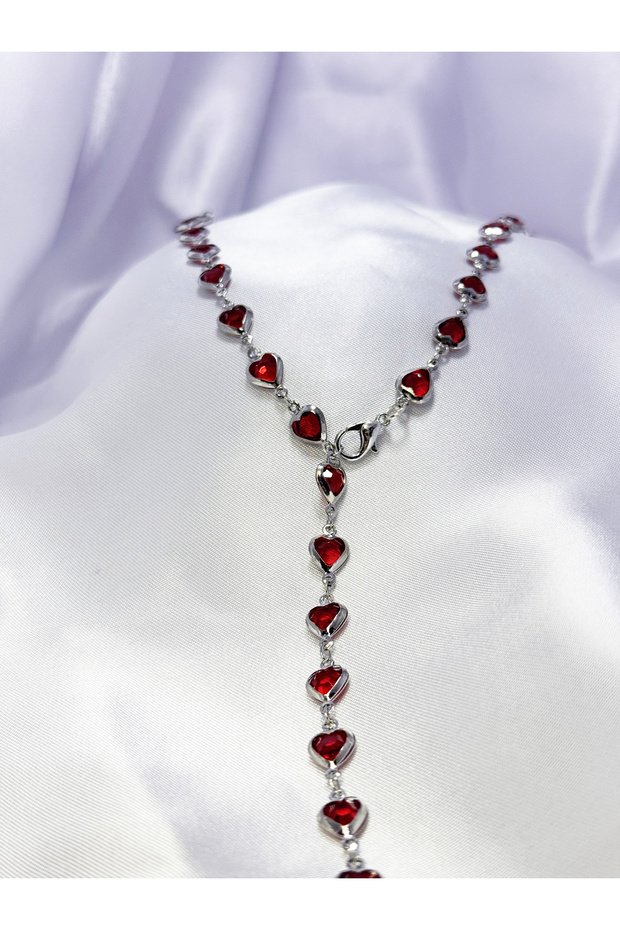 Kırmızı Kalp Y kolye - 5