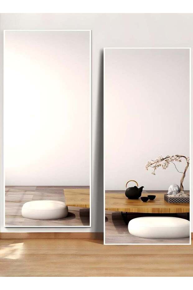 Large Mirror With Elegant Design 160x50 Cm-full Length Mirror With White Metal Frame And Back Stand - 6