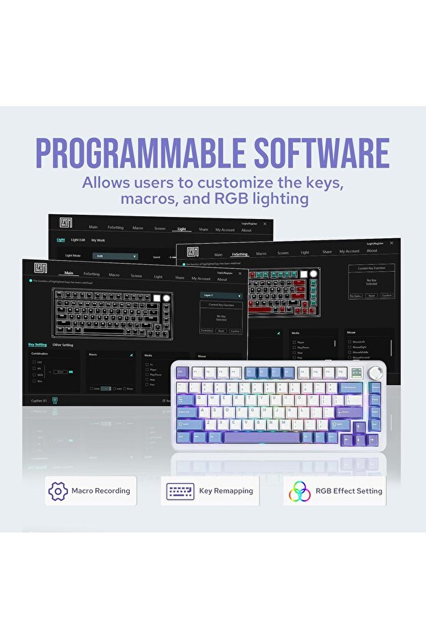 Cypher81 75% Mechanical Keyboard with TFT Screen & Knob (Flamingo Switch) - 7