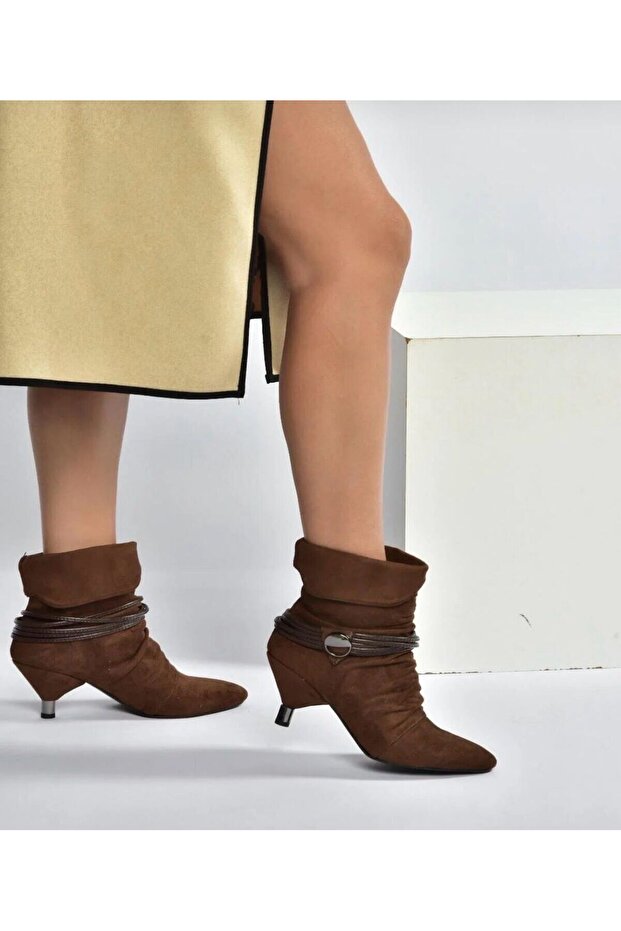 Süet Alçak Topuklu Kadın Bot - 2