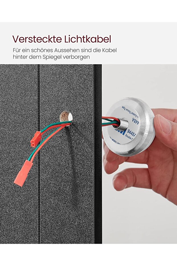 Dressing table with LED lighting, with mirror, with 2 drawers, 80x40x145cm, black - 7