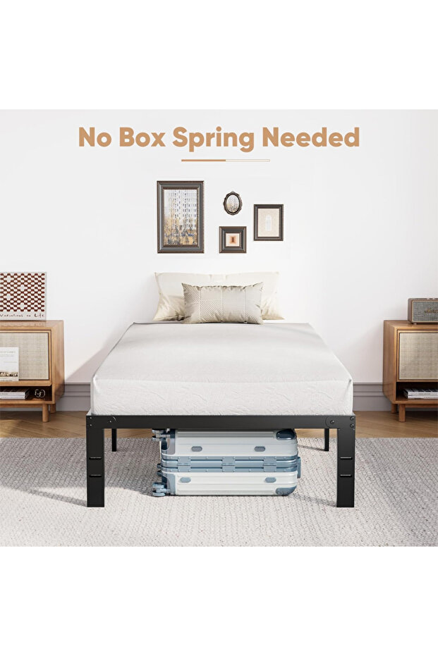 Bed Frame Metal Platform Bed Frame Mattress Foundation with Steel Slat Support No Box Spring - 4