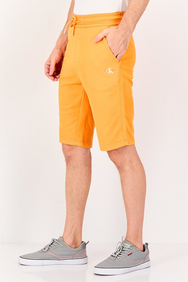 Men Solid Basic Shorts, Orange - 3
