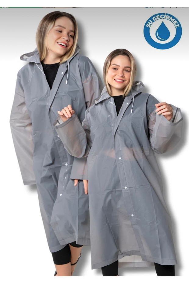 Unisex Women-Men Waterproof Windproof Raincoat with Snap Fasteners Hooded