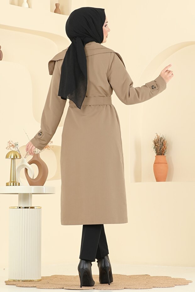 Manşeti Aksesuar Düğmeli Trençkot 043OZT1013-MS Vizyon - 5