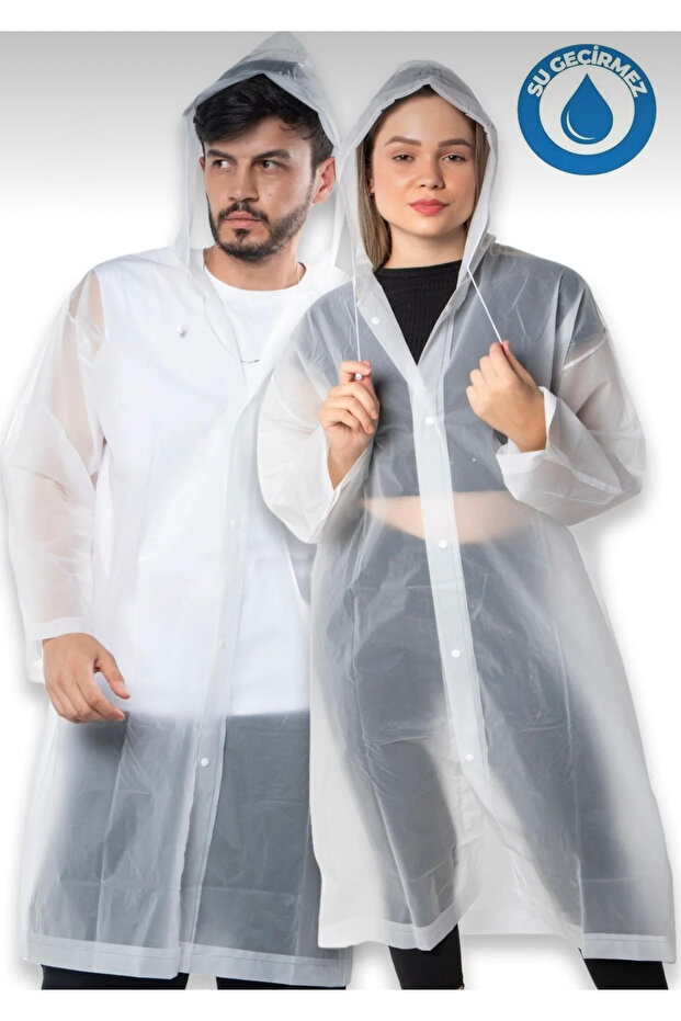 Unisex Women-Men Waterproof Windproof Raincoat with Snap Fasteners Hooded