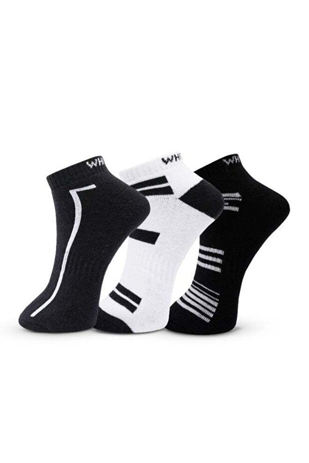 Sneaker Socks 3 Pack – Full-Terry Low-Cut Men's Socks .Light Grey, Black, White