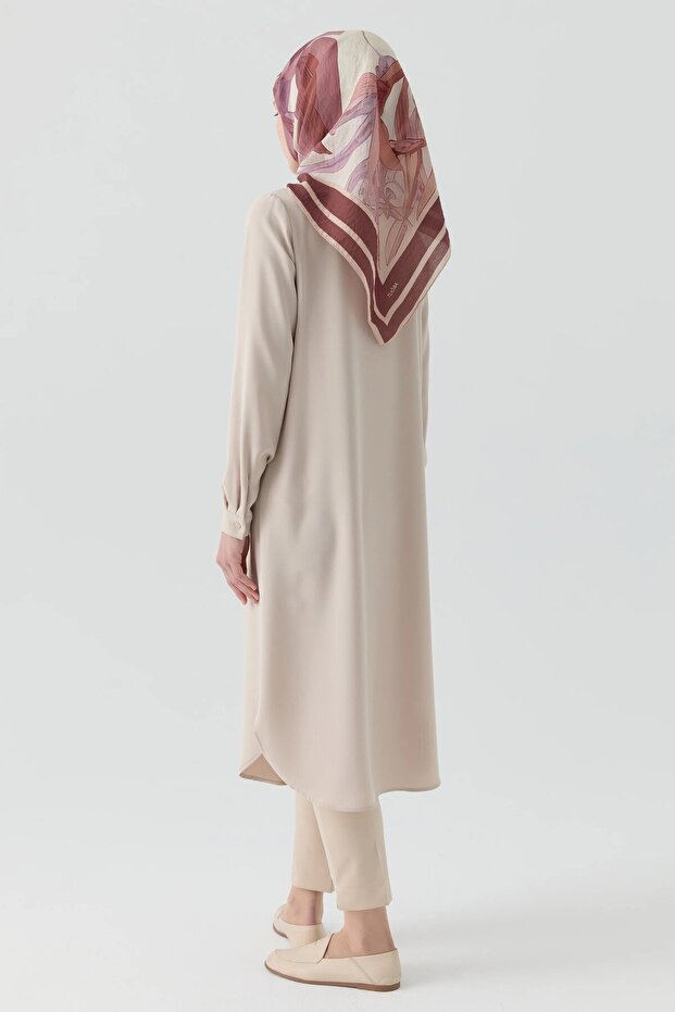 Gizli Patlı Basıc Tunik - Bej - 3