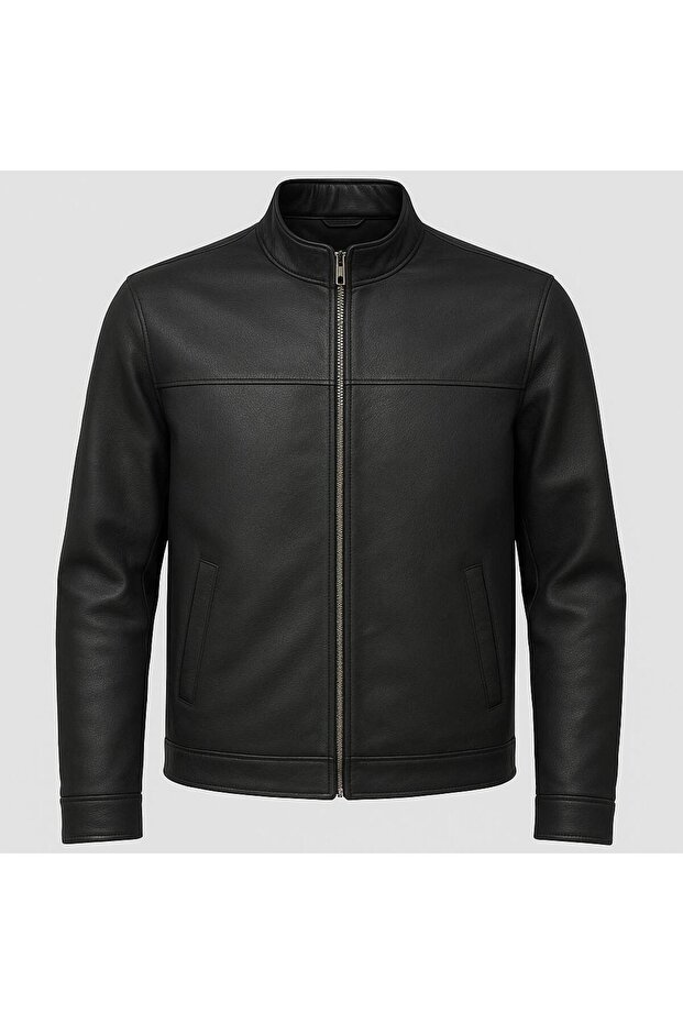 Men's Slim Fit Leather Jacket - Simple and Stylish