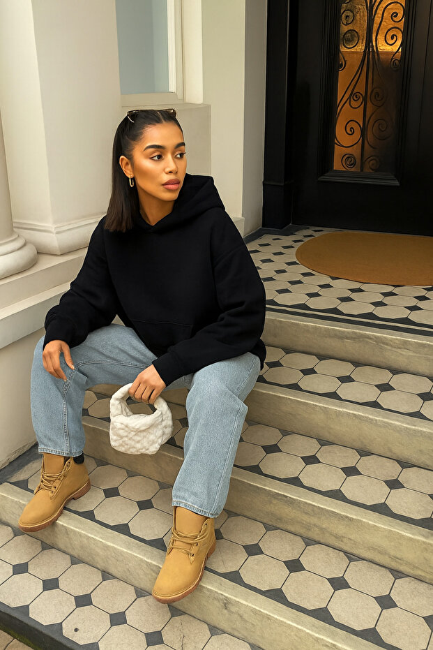 Unprinted Solid Unisex Hooded Sweatshirt