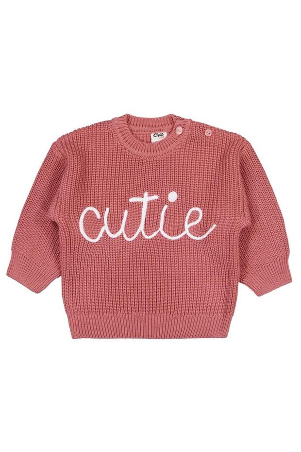 Cutie Embroidered 6-18 Months Sweater - Orange 6-9 Months