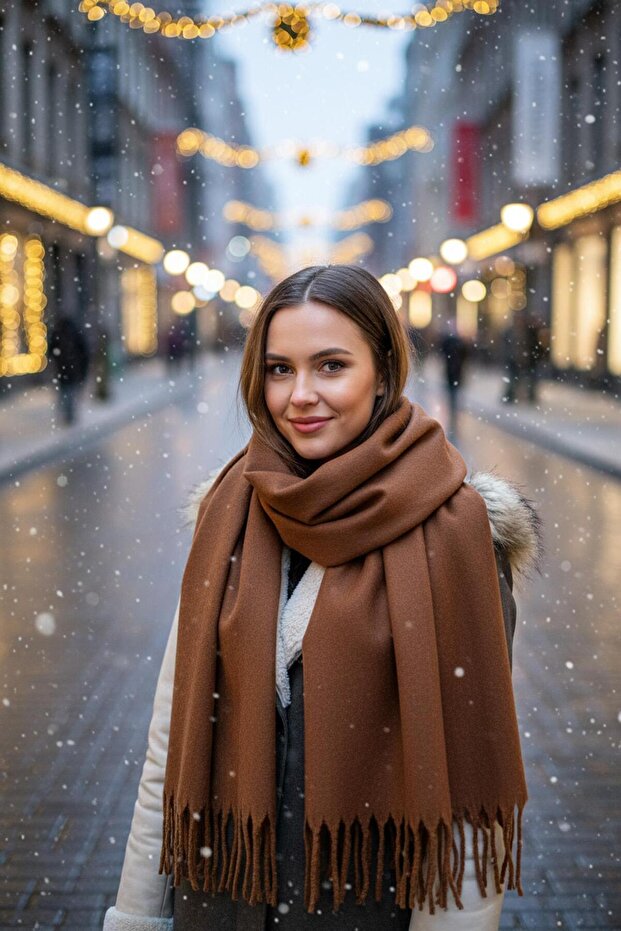 Soft Textured Tassel Scarf Shawl