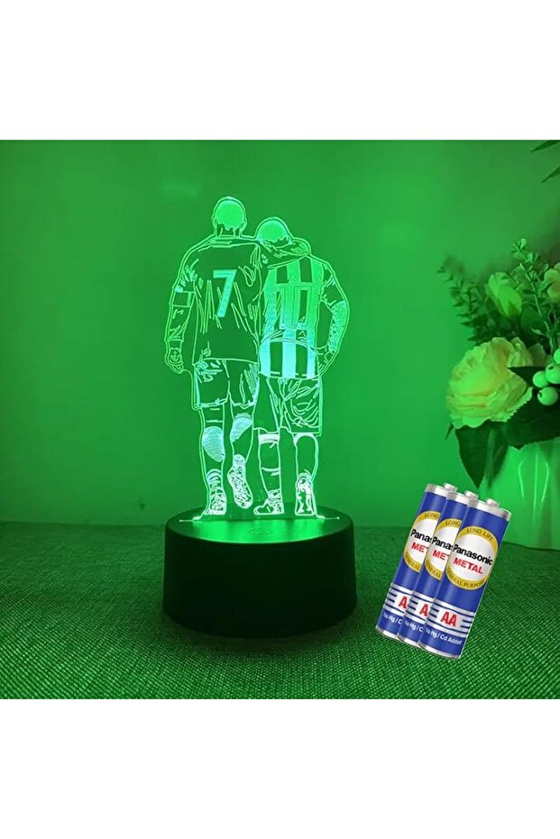 Cristiano Ronaldo & Messi 3D Night LED Light Lamp, Touch-Activated, 7-Color Acrylic