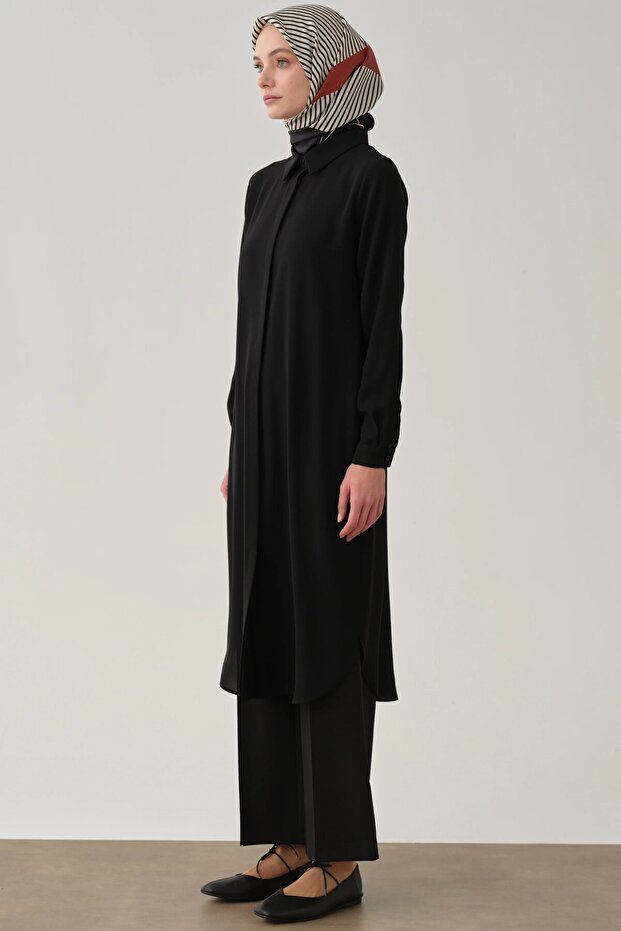 Gizli Patlı Basıc Tunik - Siyah - 2