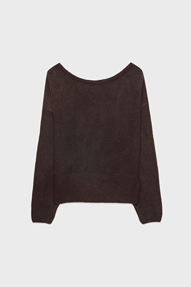 Yumuşak dokunuşlu kayık yaka triko Kazak - 7